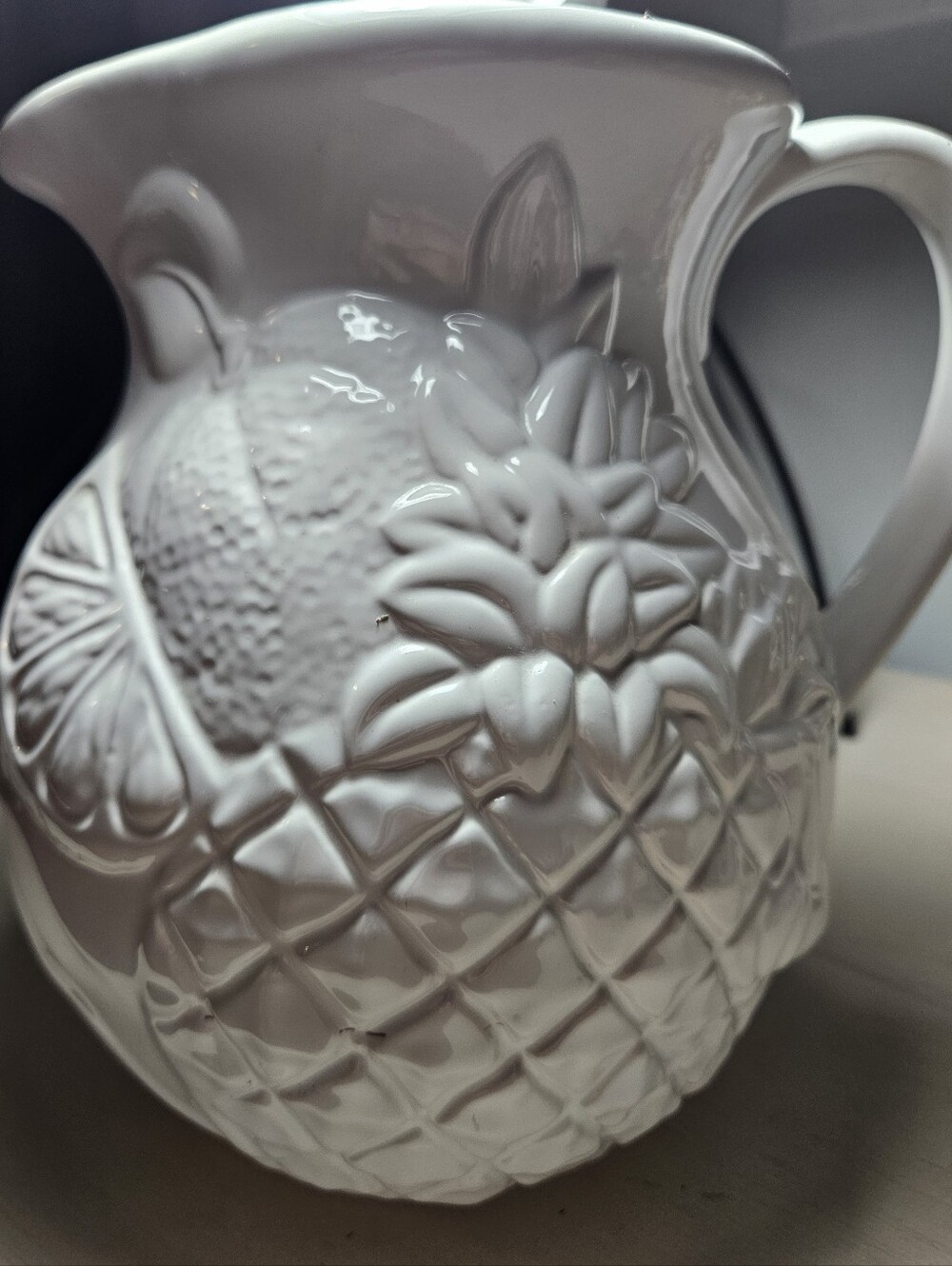 Vintage A. Santos Portugal White Ceramic Fruit Pitcher Mold 9001 Cottage Farmhou